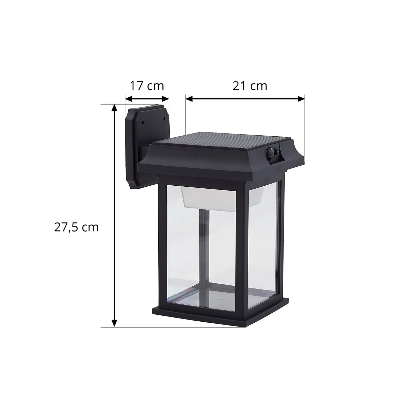 Lindby Solar-LED-Wandleuchte Latarka, Höhe 27,5 cm, Sensor
