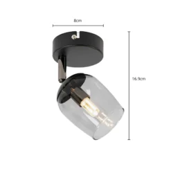 Lindby Spot Katjana, 1-flammig, 16,9 cm hoch, Rauchglas