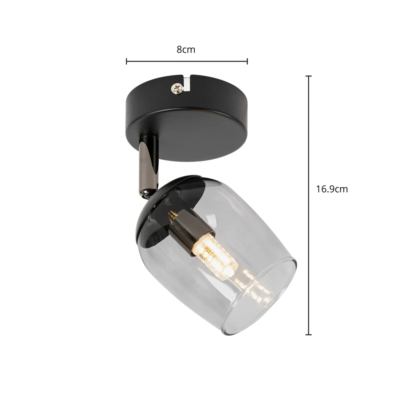 Lindby Spot Katjana, 1-flammig, 16,9 cm hoch, Rauchglas