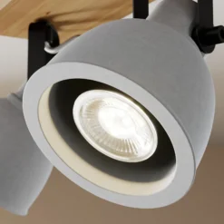 Lindby Spot Mitis, 30 cm, 2-flg., grau, Holz, Beton, GU10