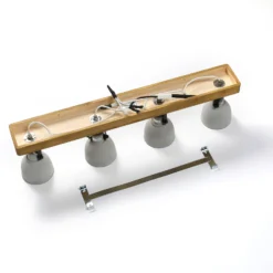Lindby Spot Mitis, 70 cm, 4-flg., grau, Holz, Beton, GU10