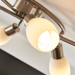 Lindby Strahler Arda, 75 cm, 6-flammig, nickel, Glas, E14