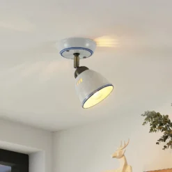 Lindby Strahler Eneas, Höhe 16 cm, weiß, einflammig, Keramik