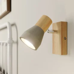 Lindby Strahler Filiz, 12 cm hoch, Holz, Beton, E14