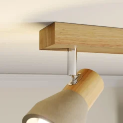 Lindby Strahler Filiz, 2-flammig, 27 cm, Holz, Beton, E14