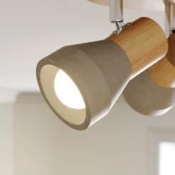 Lindby Strahler Filiz, 3-flg., Ø 20 cm, Holz, Beton, E14