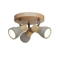 Lindby Strahler Filiz, 3-flg., Ø 20 cm, Holz, Beton, E14