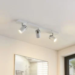 Lindby Strahler Kardo, 3-flammig, weiß, Metall, IP44