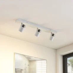 Lindby Strahler Kardo, 3-flammig, weiß, Metall, IP44