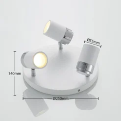 Lindby Strahler Kardo, Rondell, 3-flg., weiß, Metall, IP44
