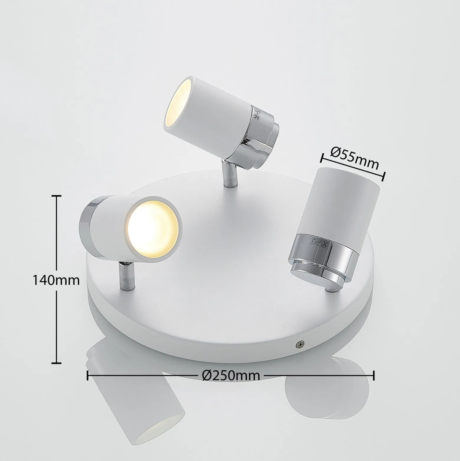 Lindby Strahler Kardo, Rondell, 3-flg., weiß, Metall, IP44