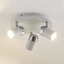 Lindby Strahler Kardo, Rondell, 3-flg., weiß, Metall, IP44