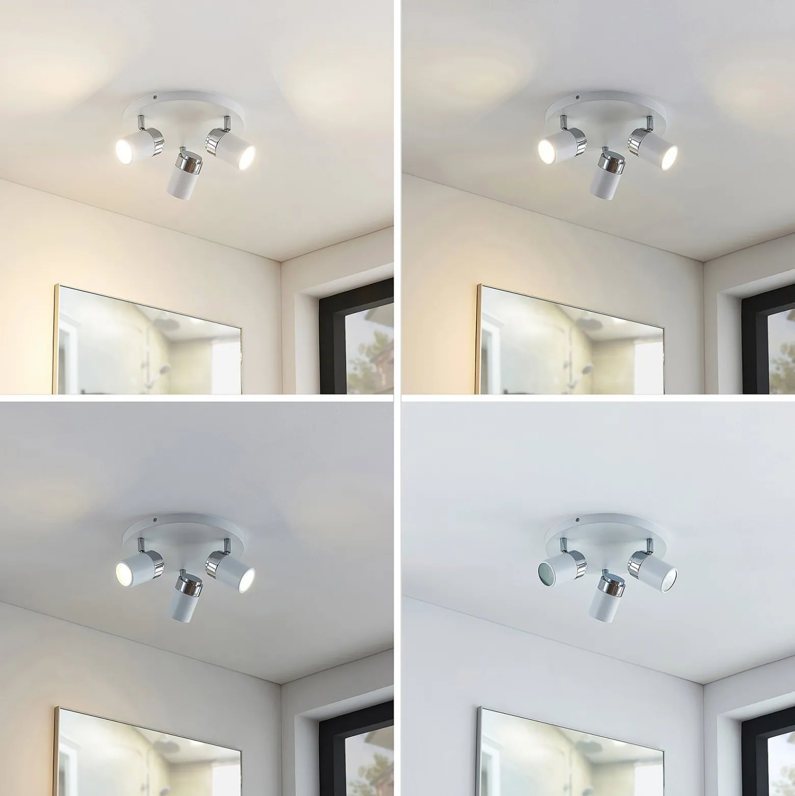 Lindby Strahler Kardo, Rondell, 3-flg., weiß, Metall, IP44