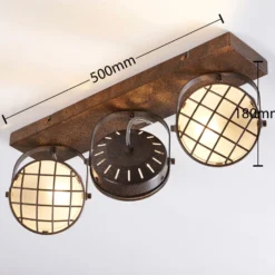 Lindby Strahler Tamin, 48 cm, rostfarben, 3-flammig, Glas
