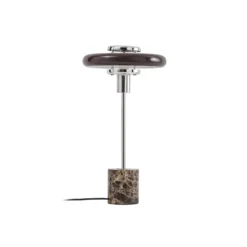 Lindby Tischleuchte Branford, Retro, braun, Glas/Marmor