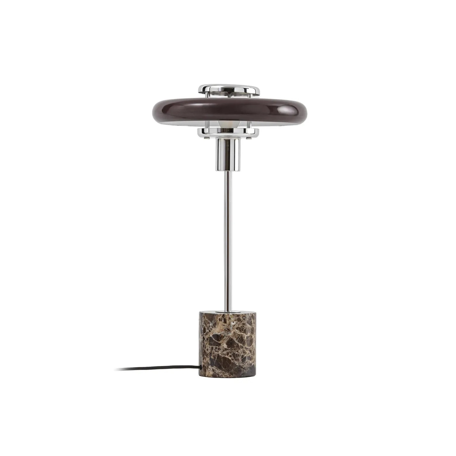 Lindby Tischleuchte Branford, Retro, braun, Glas/Marmor