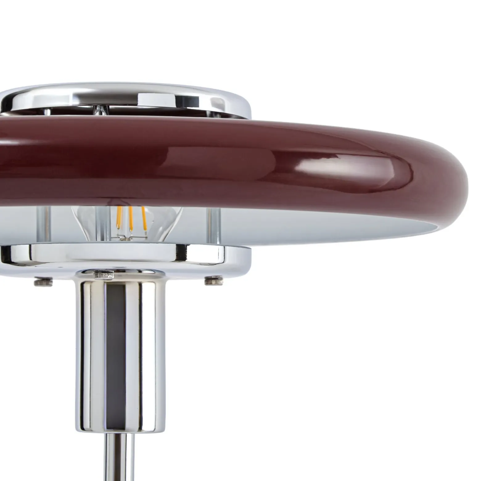 Lindby Tischleuchte Branford, Retro, burgund, Glas/Marmor