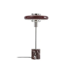 Lindby Tischleuchte Branford, Retro, burgund, Glas/Marmor