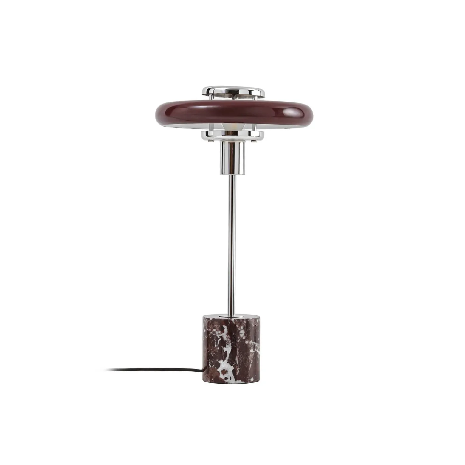 Lindby Tischleuchte Branford, Retro, burgund, Glas/Marmor