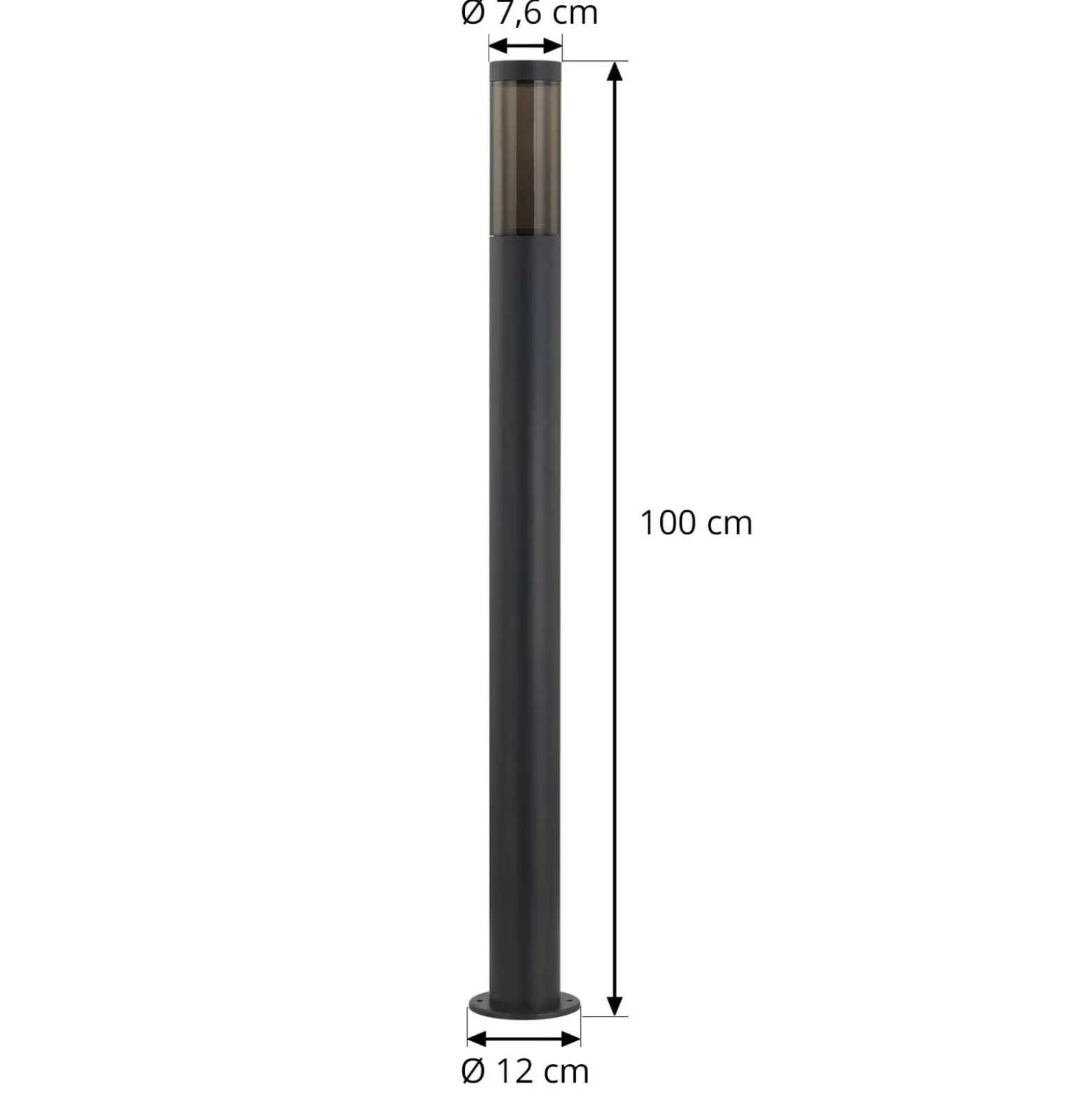 Lindby Wegelampe Statius, anthrazit/klar, Eisen, 100 cm