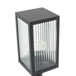 Lindby Wegeleuchte Bolgar, schwarz, Metall, Glas, 15 cm
