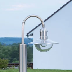 Lindby Wegeleuchte Damion, 140 cm, Edelstahl, E27, IP44
