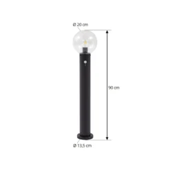 Lindby Wegeleuchte Dangan, klar, 90 cm, Glas, Sensor
