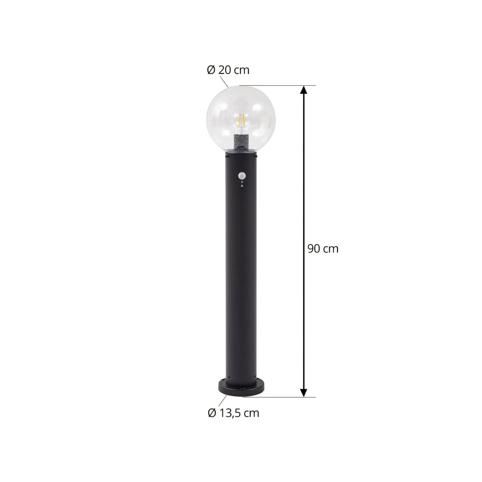 Lindby Wegeleuchte Dangan, klar, 90 cm, Glas, Sensor