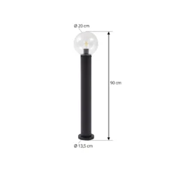 Lindby Wegeleuchte Dangan, schwarz/klar, Höhe 90 cm, Glas