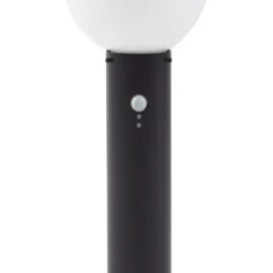 Lindby Wegeleuchte Dangan, schwarz/weiß, 90 cm, Glas, Sensor