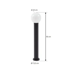Lindby Wegeleuchte Dangan, schwarz/weiß, Höhe 90 cm, Glas