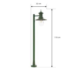 Lindby Wegeleuchte Eloretta, grün, 110 cm, Stahl, IP44, E27