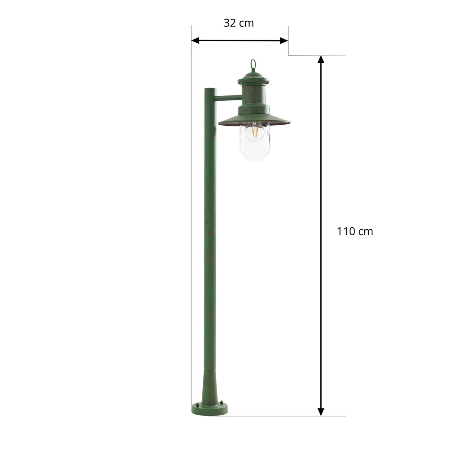 Lindby Wegeleuchte Eloretta, grün, 110 cm, Stahl, IP44, E27
