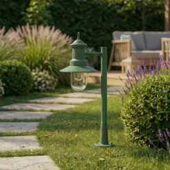 Lindby Wegeleuchte Eloretta, grün, 60 cm, Stahl, IP44, E27