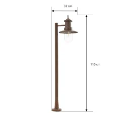 Lindby Wegeleuchte Eloretta, rost, 110 cm, Stahl, IP44, E27