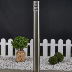 Lindby Wegeleuchte Enja, 100 cm, Edelstahl, IP44, E27