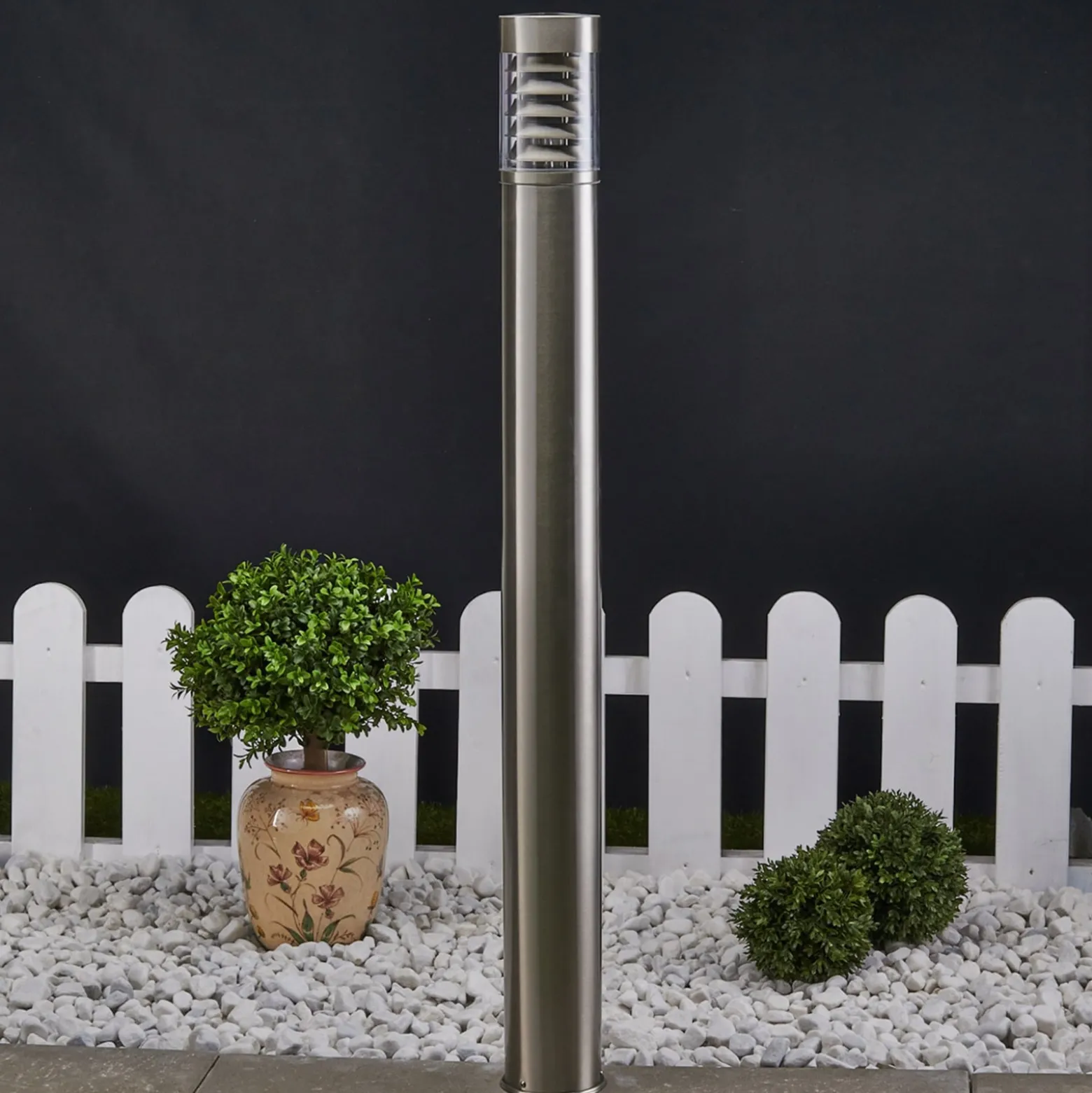 Lindby Wegeleuchte Enja, 100 cm, Edelstahl, IP44, E27