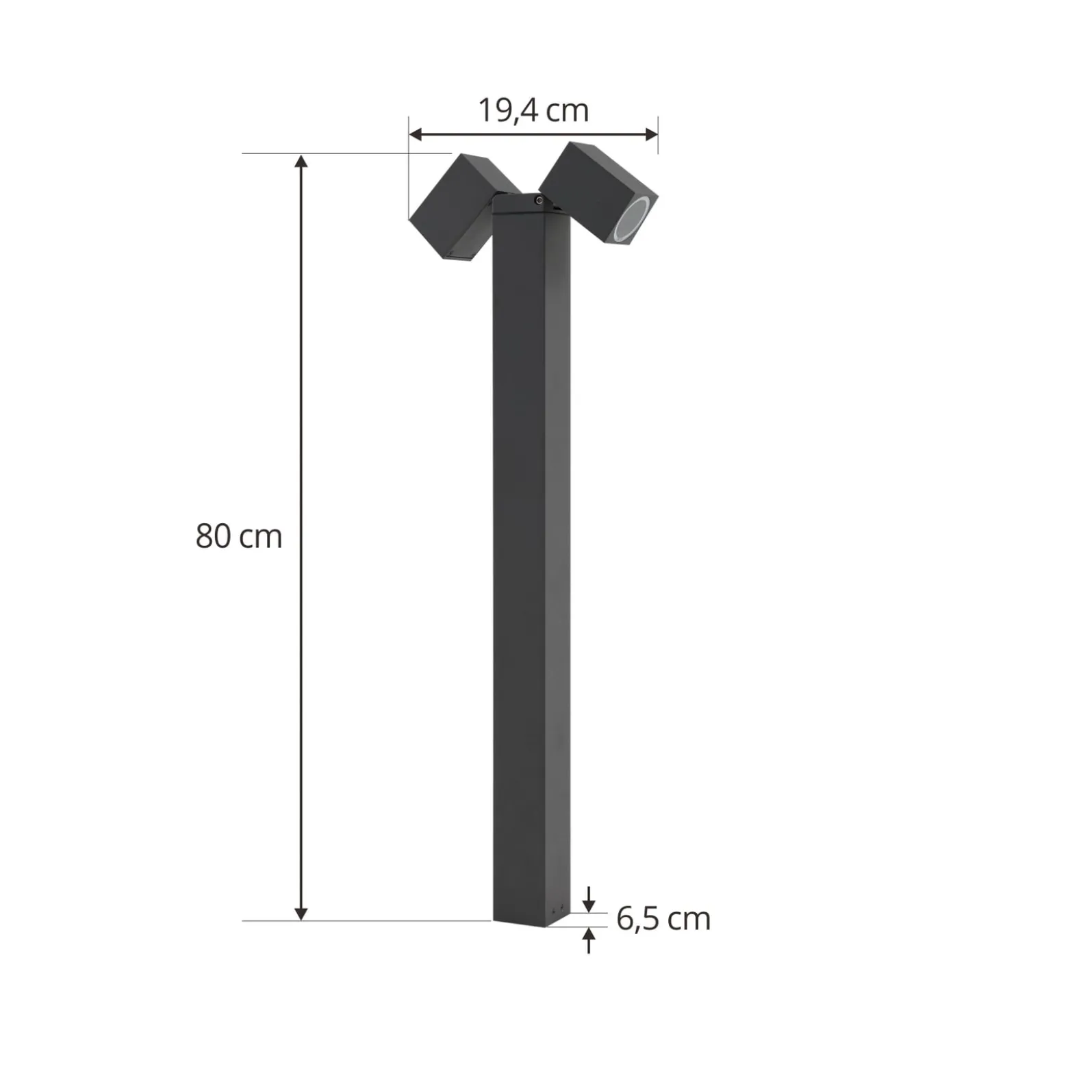 Lindby Wegeleuchte Othil, 2-flg., 80 cm, anthrazit, Metall