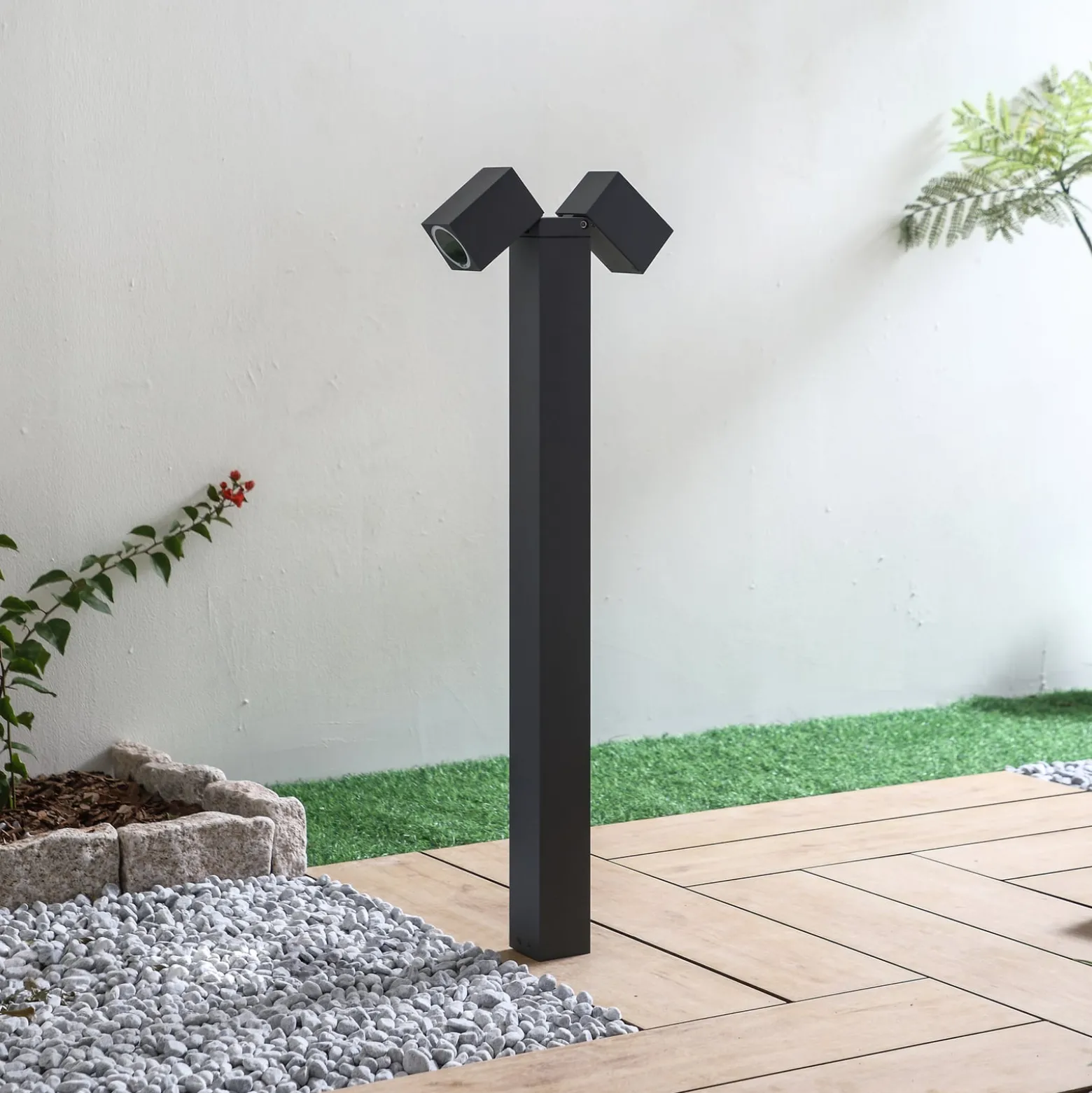 Lindby Wegeleuchte Othil, 2-flg., 80 cm, anthrazit, Metall