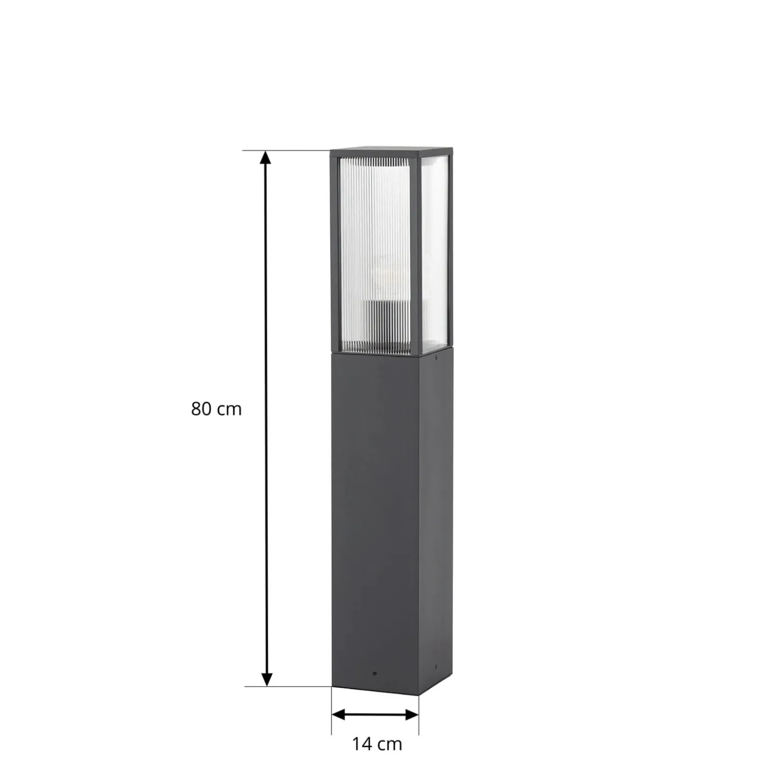 Lindby Wegeleuchte Peldar, anthrazit/geriffelt, 80 cm