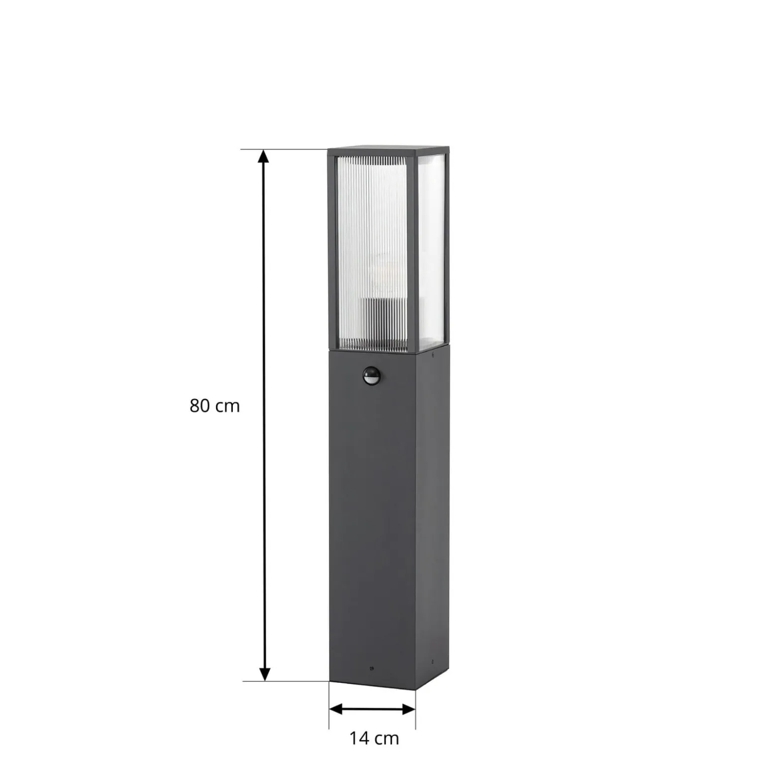Lindby Wegeleuchte Peldar, anthrazit/geriffelt, 80cm, Sensor