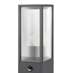 Lindby Wegeleuchte Peldar, anthrazit/geriffelt, 80cm, Sensor