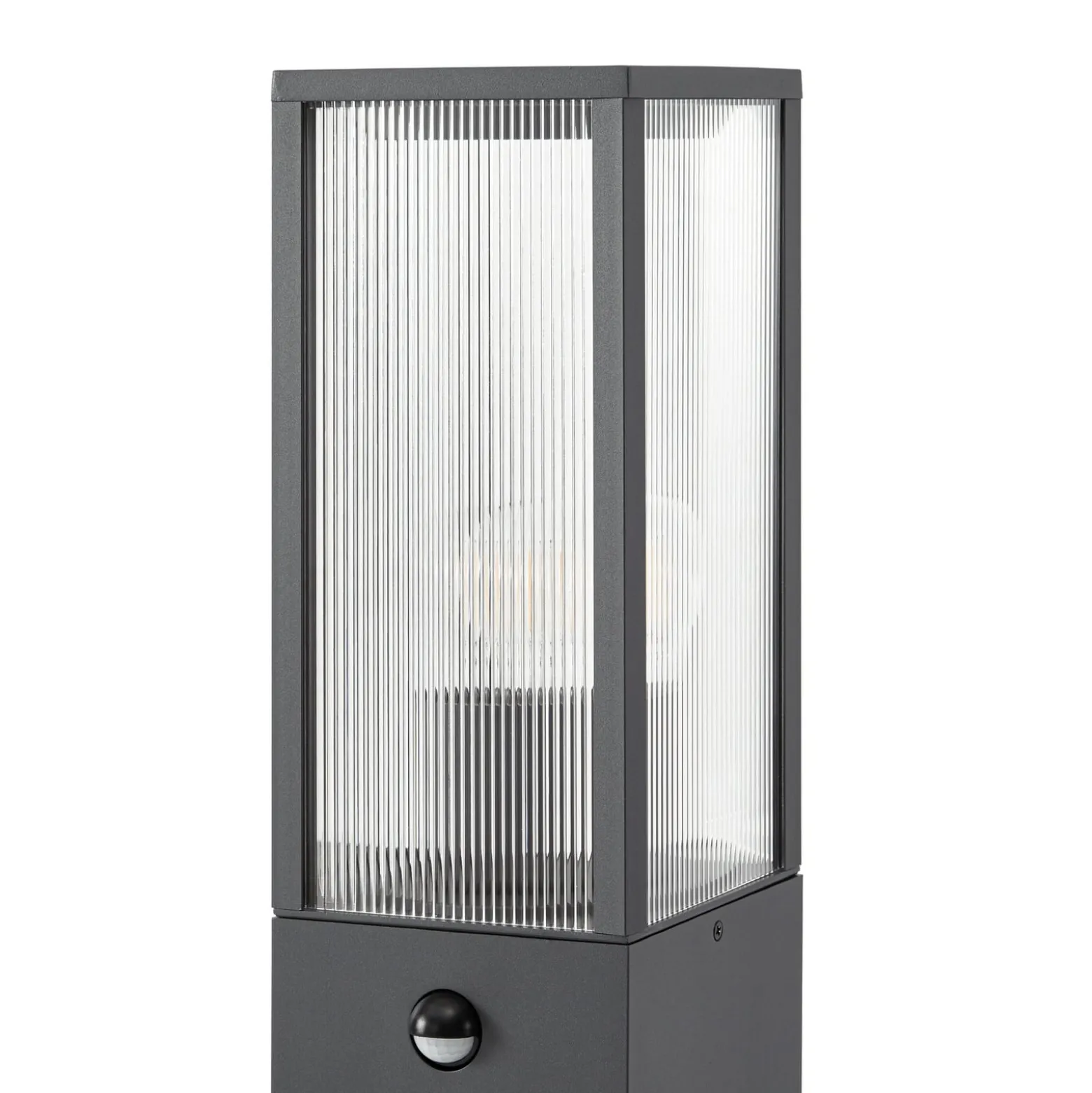 Lindby Wegeleuchte Peldar, anthrazit/geriffelt, 80cm, Sensor