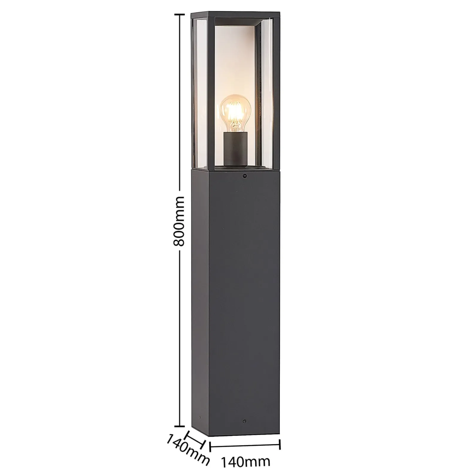 Lindby Wegeleuchte Peldar, anthrazit/klar, 80 cm