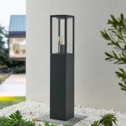 Lindby Wegeleuchte Peldar, anthrazit/klar, 80 cm