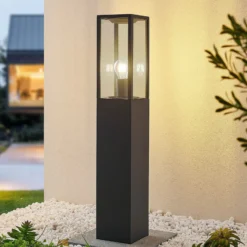 Lindby Wegeleuchte Peldar, anthrazit/klar, 80 cm