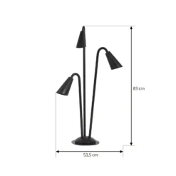 Lindby Wegeleuchte Sorvete, schwarz, Metall, 3-flg., 83cm