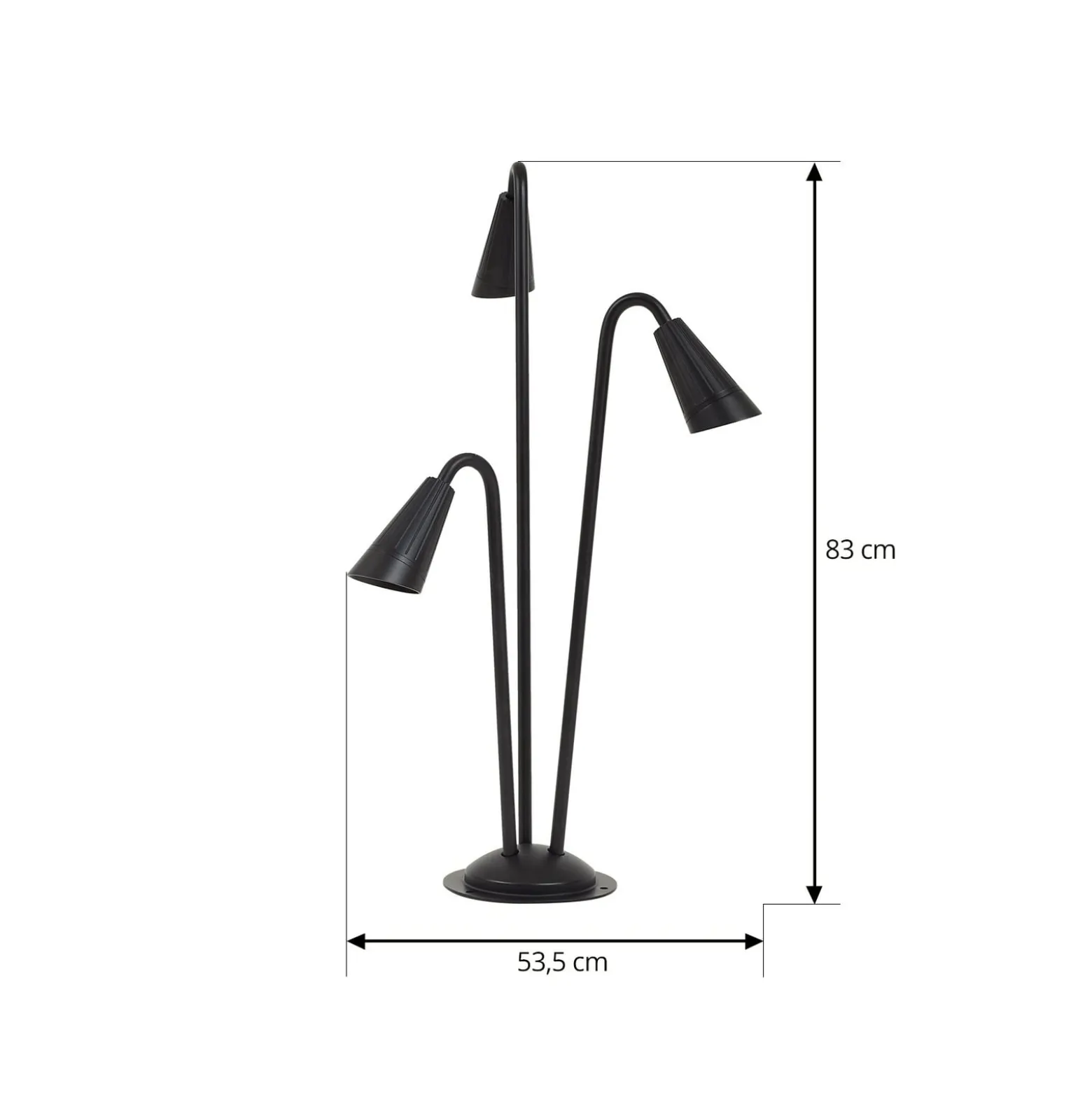 Lindby Wegeleuchte Sorvete, schwarz, Metall, 3-flg., 83cm