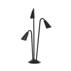 Lindby Wegeleuchte Sorvete, schwarz, Metall, 3-flg., 83cm