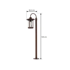 Lindby Wegeleuchte Zayn, rostfarben, Glas, Höhe 109 cm, IP65